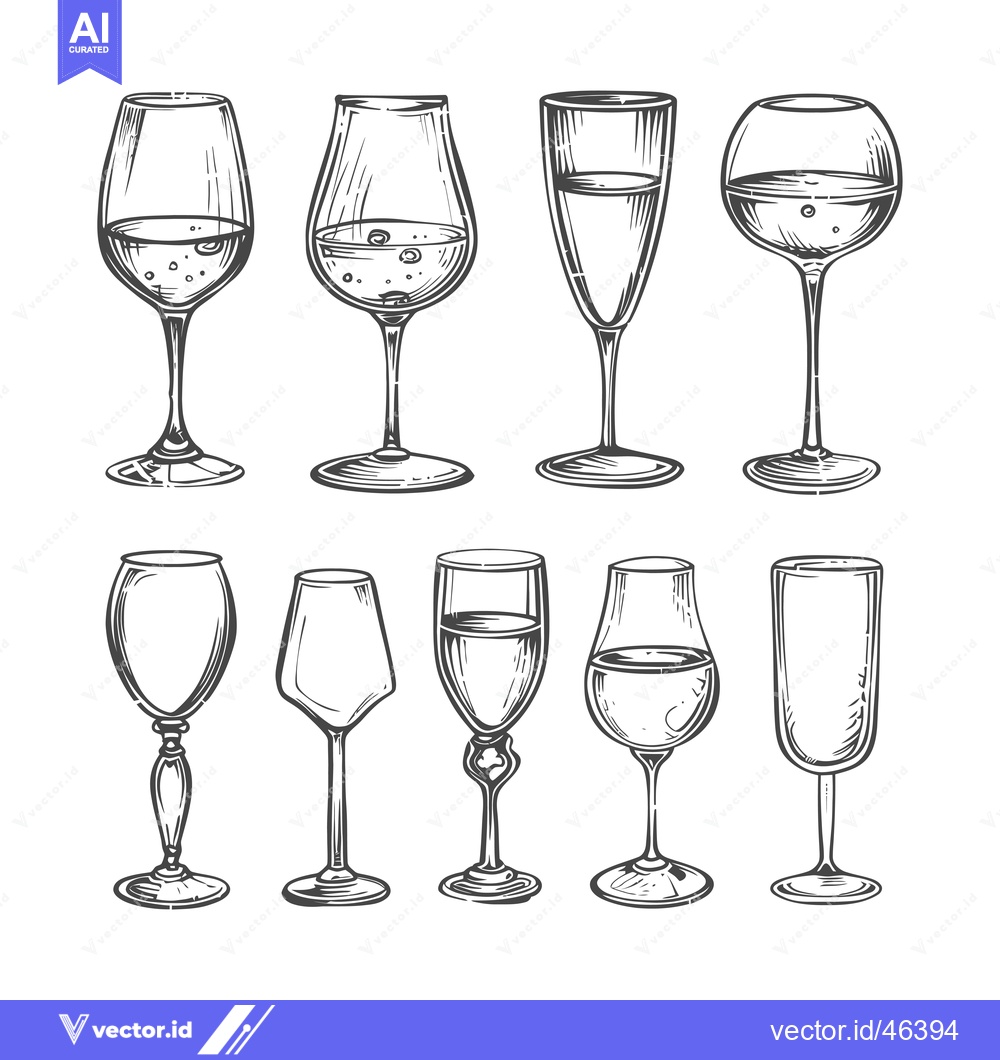Premium Vector dari Hand-Drawn Sketches of Different Wine Glasses