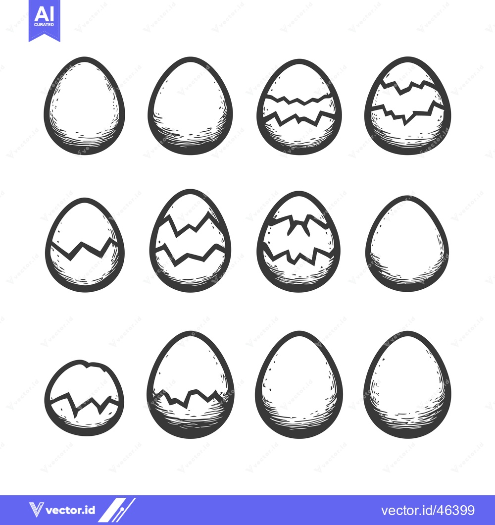 Premium Vector of Hand-Drawn Sketches of Eggs in Various Stages of Cracking