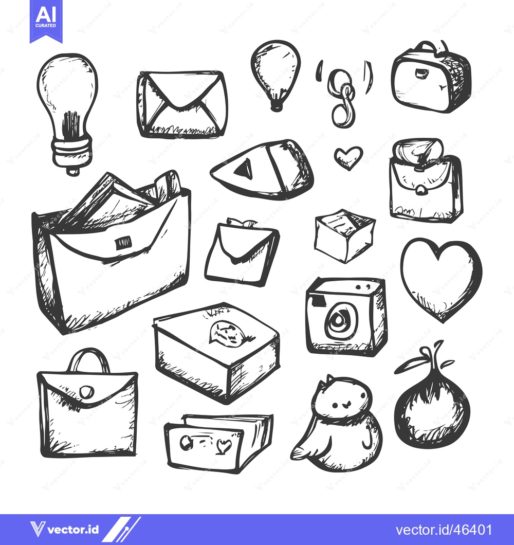 Premium Vector of Hand-drawn Sketches of Everyday Objects and Symbols