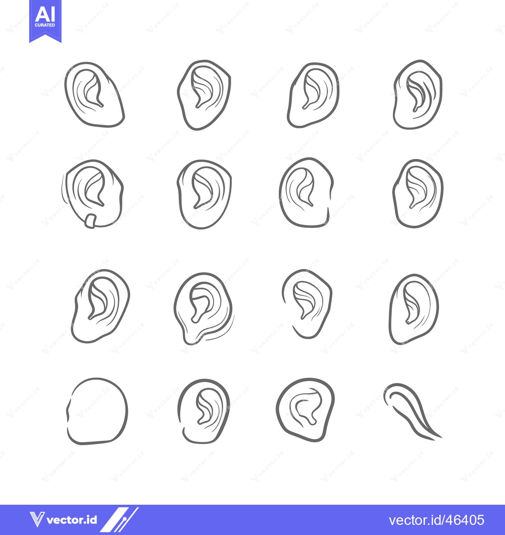 Premium Vector dari Hand-Drawn Sketches of Human Ears in Various Positions and Styles
