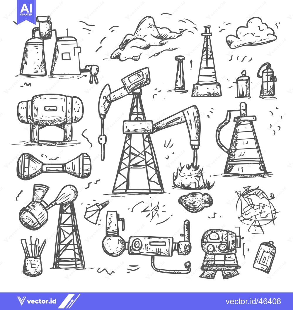 Premium Vector dari Hand-Drawn Sketches of Oil and Gas Industry Equipment