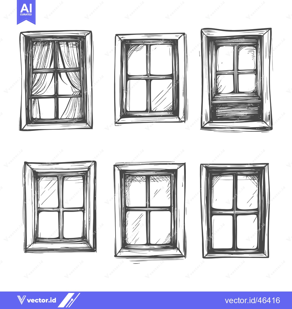 Premium Vector dari Hand-Drawn Sketches of Six Different Window Styles