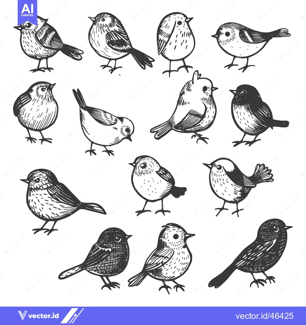 Premium Vector dari Hand-Drawn Sketches of Various Bird Species