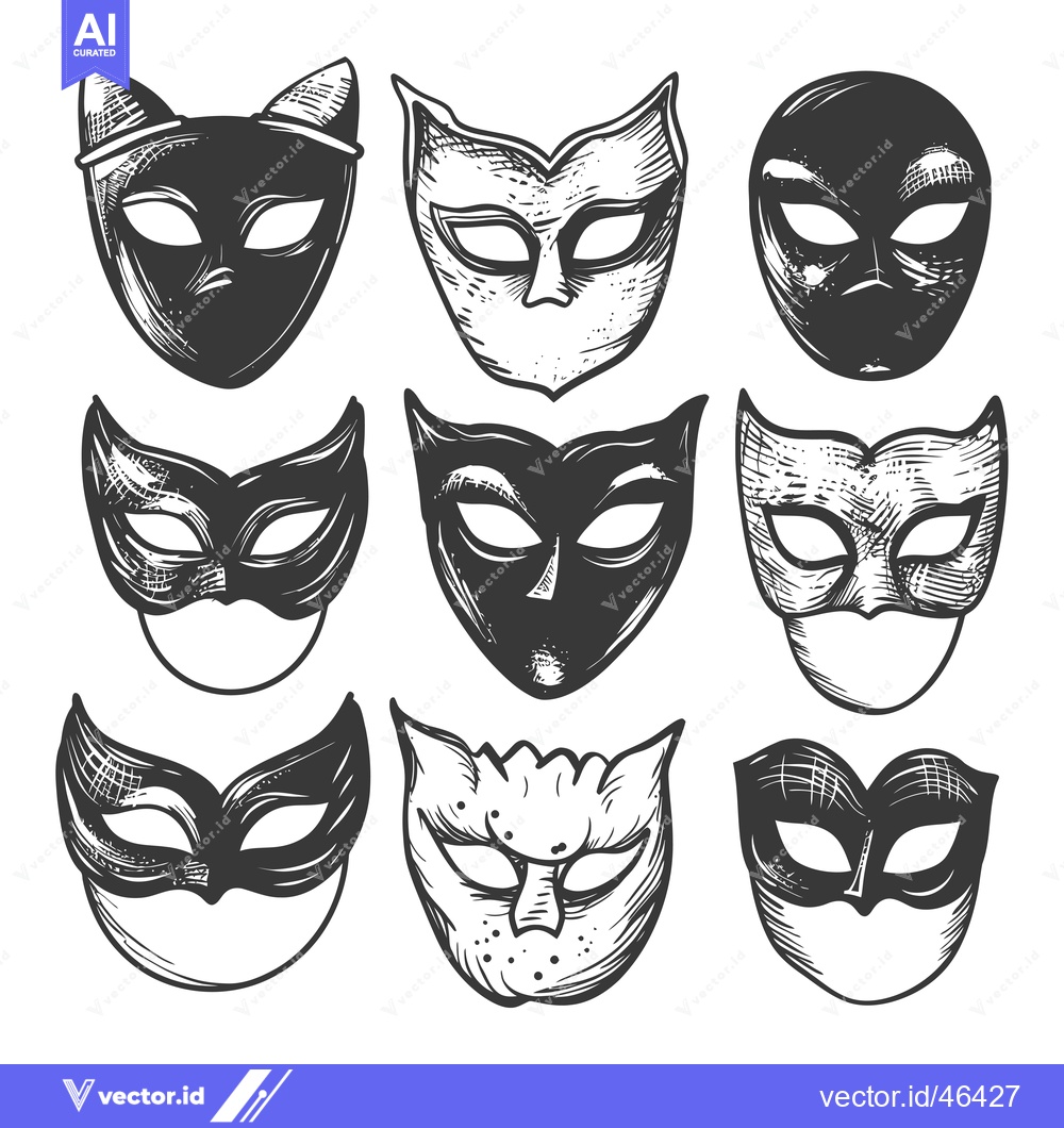 Premium Vector dari Hand-Drawn Sketches of Various Carnival Masks