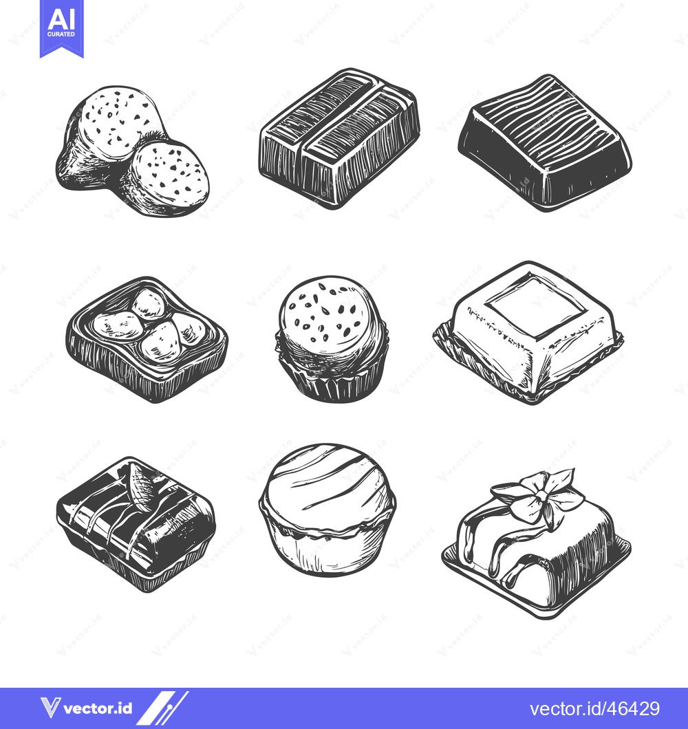 Premium Vector of Hand-Drawn Sketches of Various Chocolate Confections