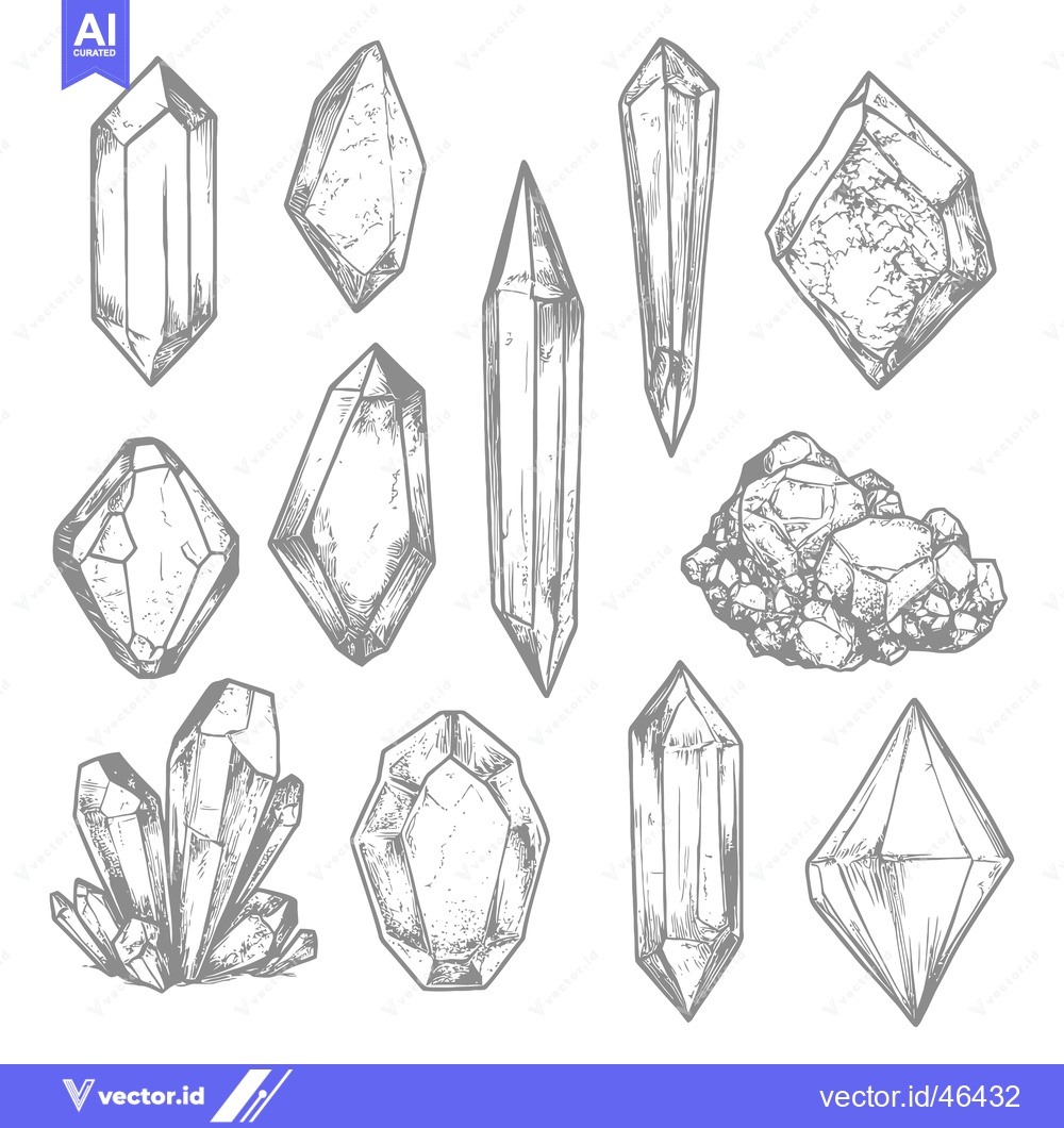 Premium Vector of Hand-Drawn Sketches of Various Crystalline Structures