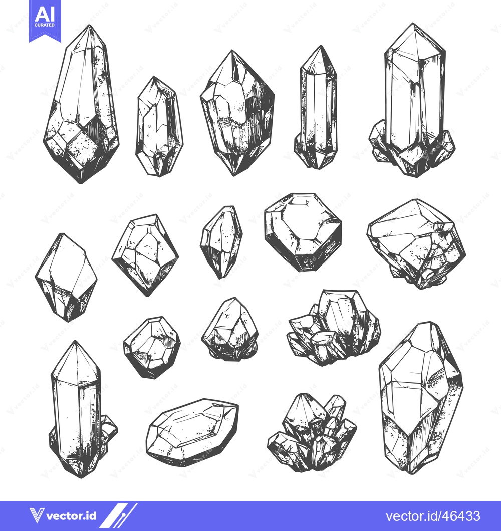 Premium Vector of Hand-Drawn Sketches of Various Crystal Shapes