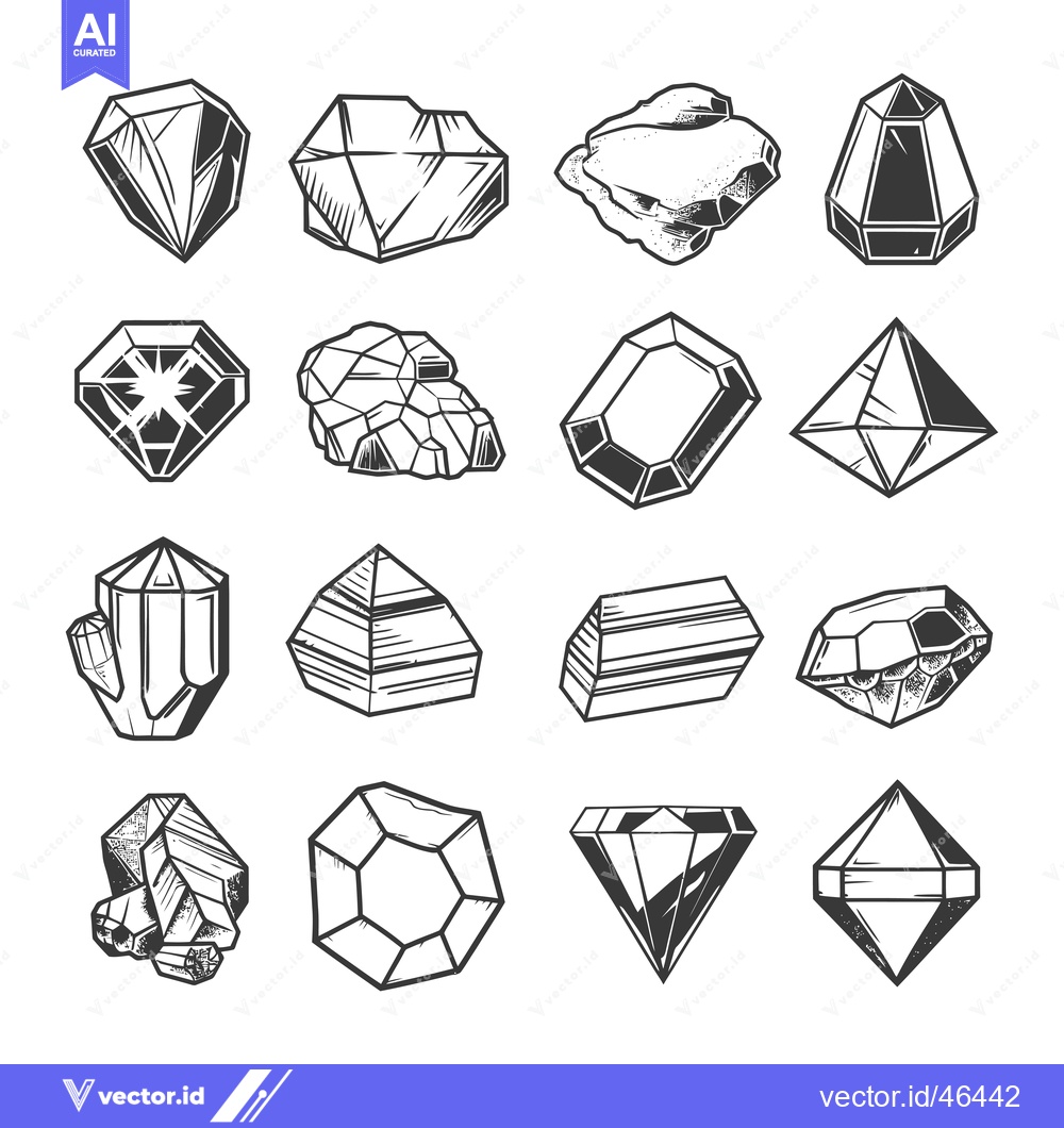 Premium Vector of Hand-Drawn Sketches of Various Gemstones and Crystals