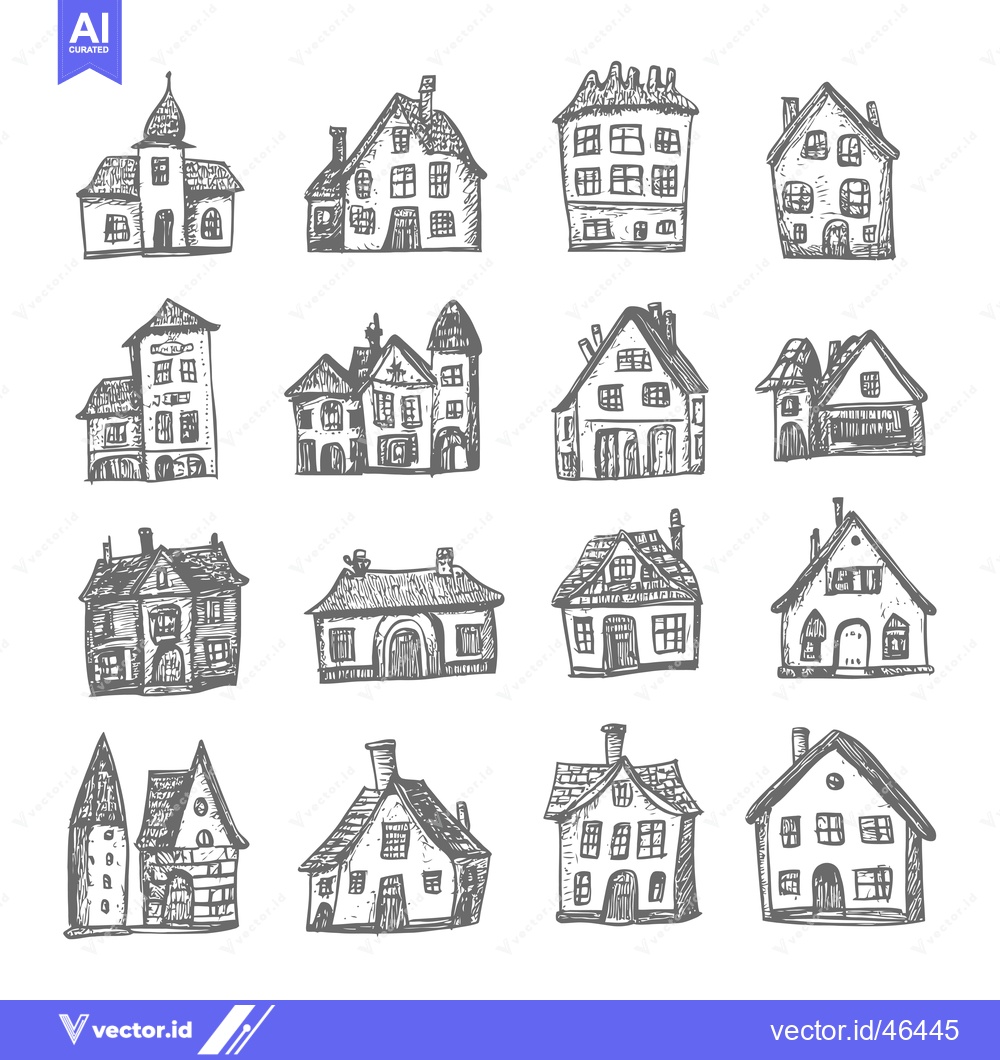 Premium Vector of Hand-Drawn Sketches of Various House Designs