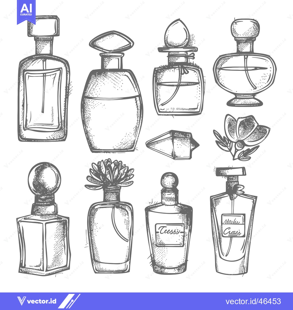 Premium Vector dari Hand-Drawn Sketches of Various Perfume Bottles