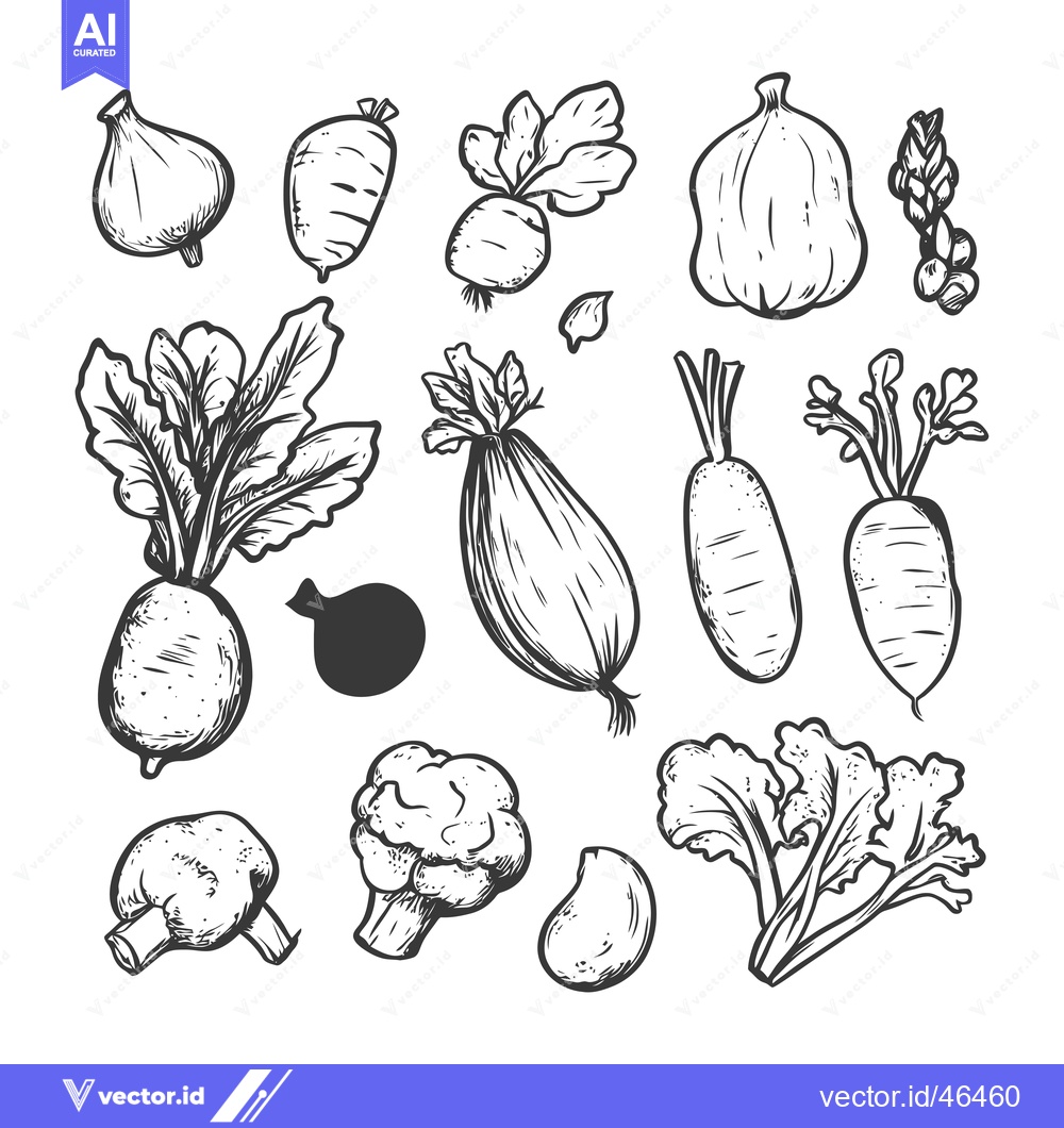 Premium Vector of Hand-Drawn Sketches of Various Vegetables