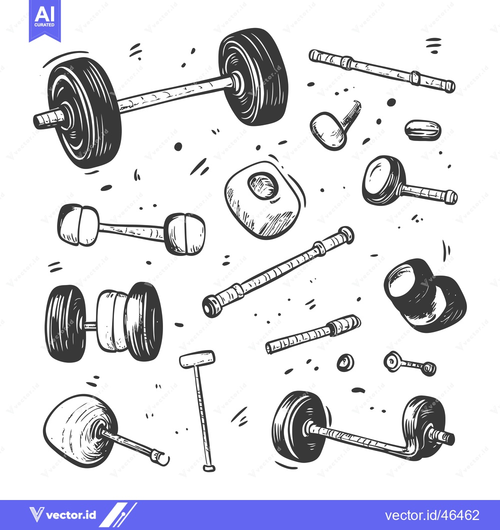 Premium Vector dari Hand-Drawn Sketches of Various Weights and Dumbbells