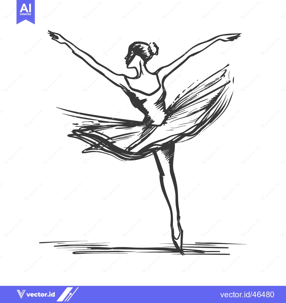 Premium Vector of Hand-Drawn Sketch of a Ballerina in a Tutu