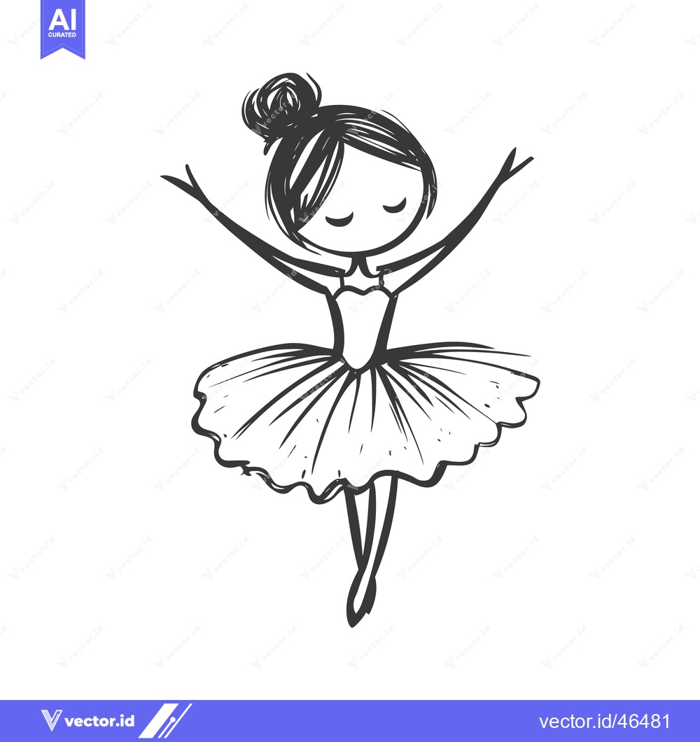 Premium Vector of Hand-Drawn Sketch of a Ballerina in a Tutu