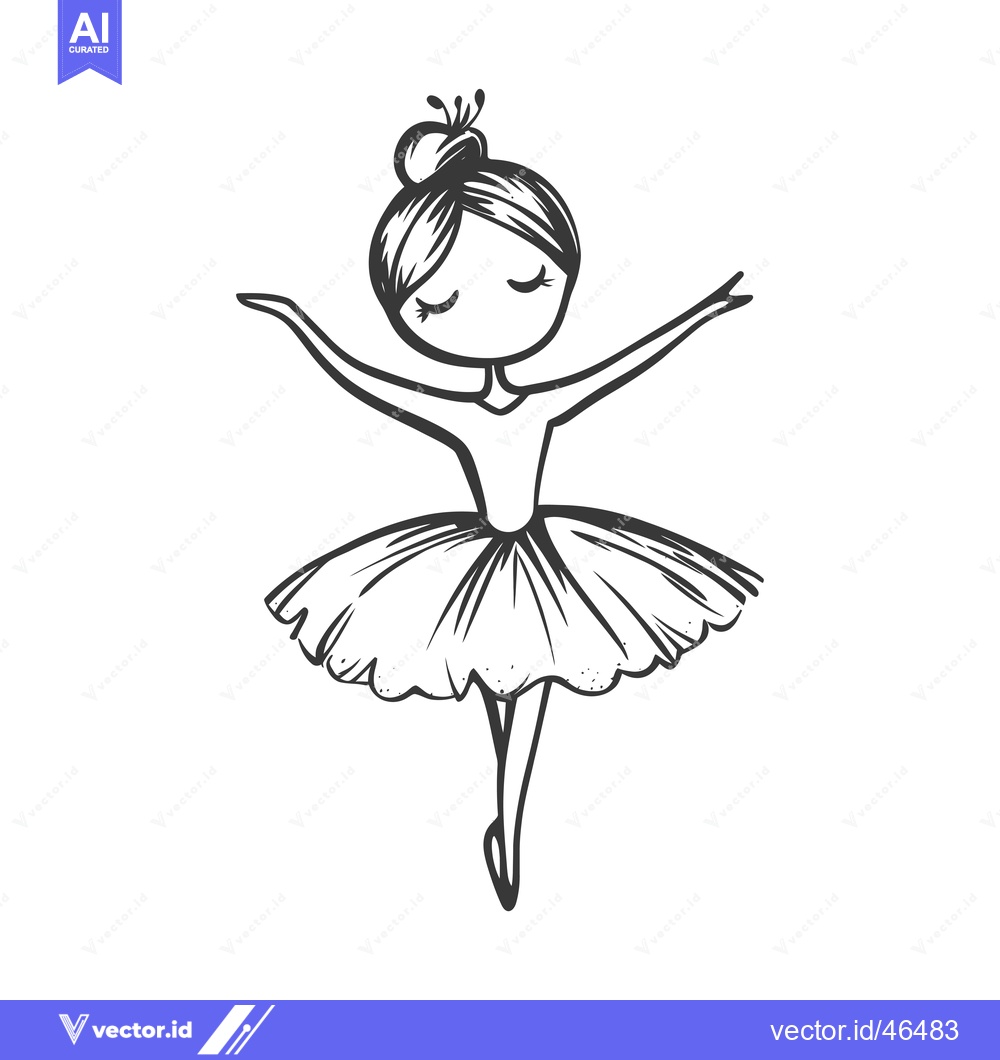 Premium Vector of Hand-Drawn Sketch of a Ballerina with Eyes Closed