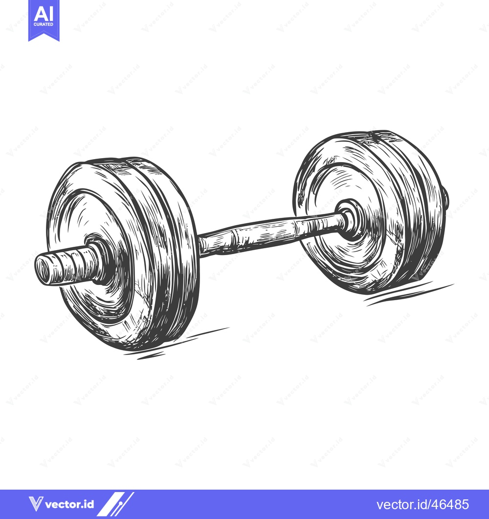 Premium Vector of Hand-Drawn Sketch of a Barbell with Weight Plates