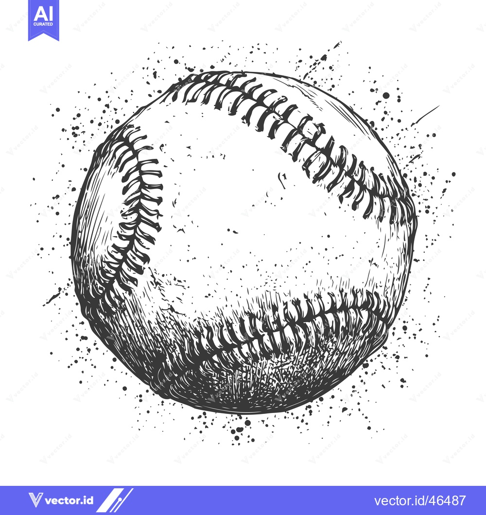 Premium Vector dari Hand-Drawn Sketch of a Baseball with Splashes of Paint