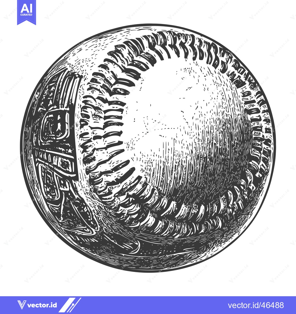 Premium Vector of Hand-Drawn Sketch of a Baseball with Stitching