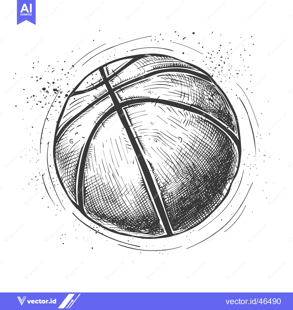Premium Vector dari Hand-Drawn Sketch of a Basketball with a Spatter Background