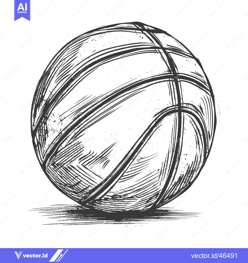 Premium Vector dari Hand-drawn Sketch of a Basketball with Detailed Lines and Texture