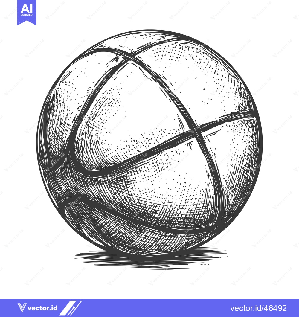 Premium Vector dari Hand-Drawn Sketch of a Basketball with Detailed Stitching
