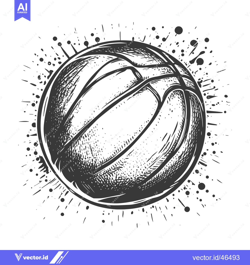 Premium Vector dari Hand-drawn Sketch of a Basketball with Splashes