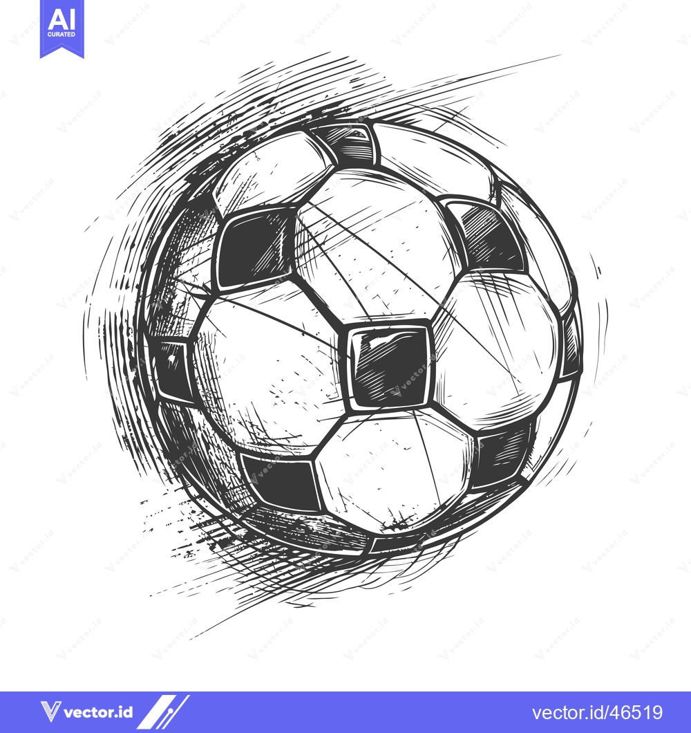 Premium Vector of Hand-Drawn Sketch of a Black and White Soccer Ball