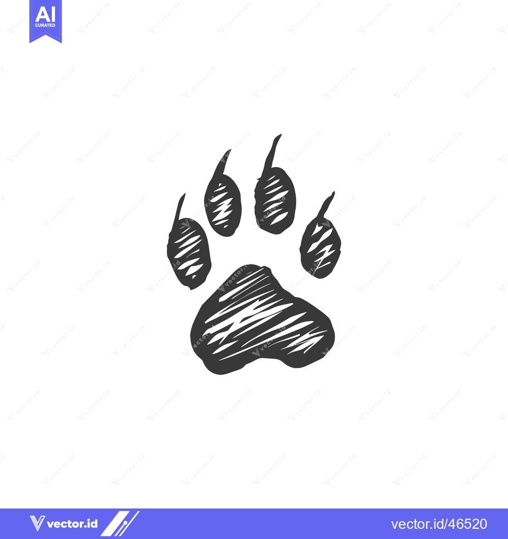 Premium Vector dari Hand-Drawn Sketch of a Black Animal Paw Print