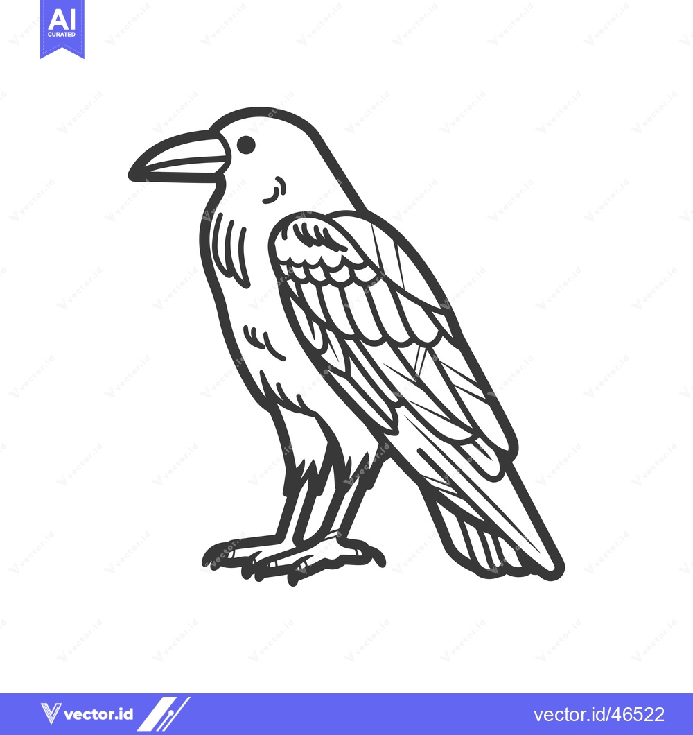 Premium Vector of Hand-Drawn Sketch of a Black Raven Bird