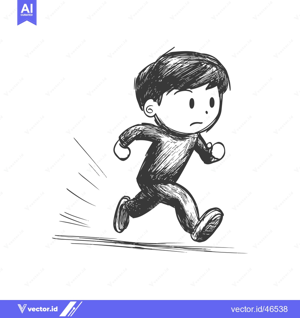 Premium Vector dari Hand-Drawn Sketch of a Boy Running with a Determined Expression