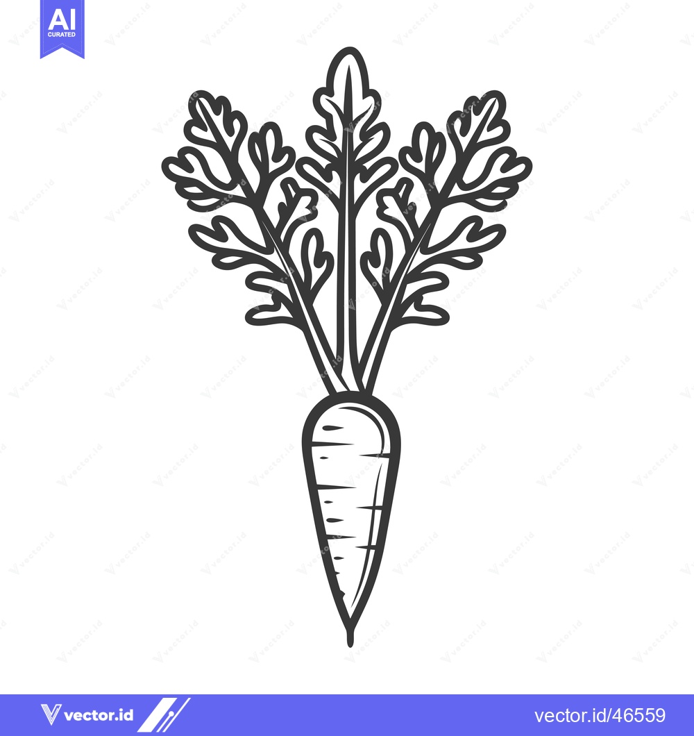 Premium Vector dari Hand-Drawn Sketch of a Carrot with Green Tops
