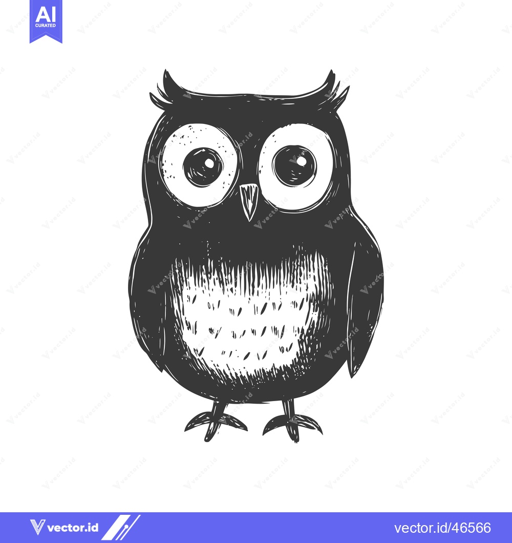 Premium Vector dari Hand-drawn sketch of a cartoon owl with large eyes