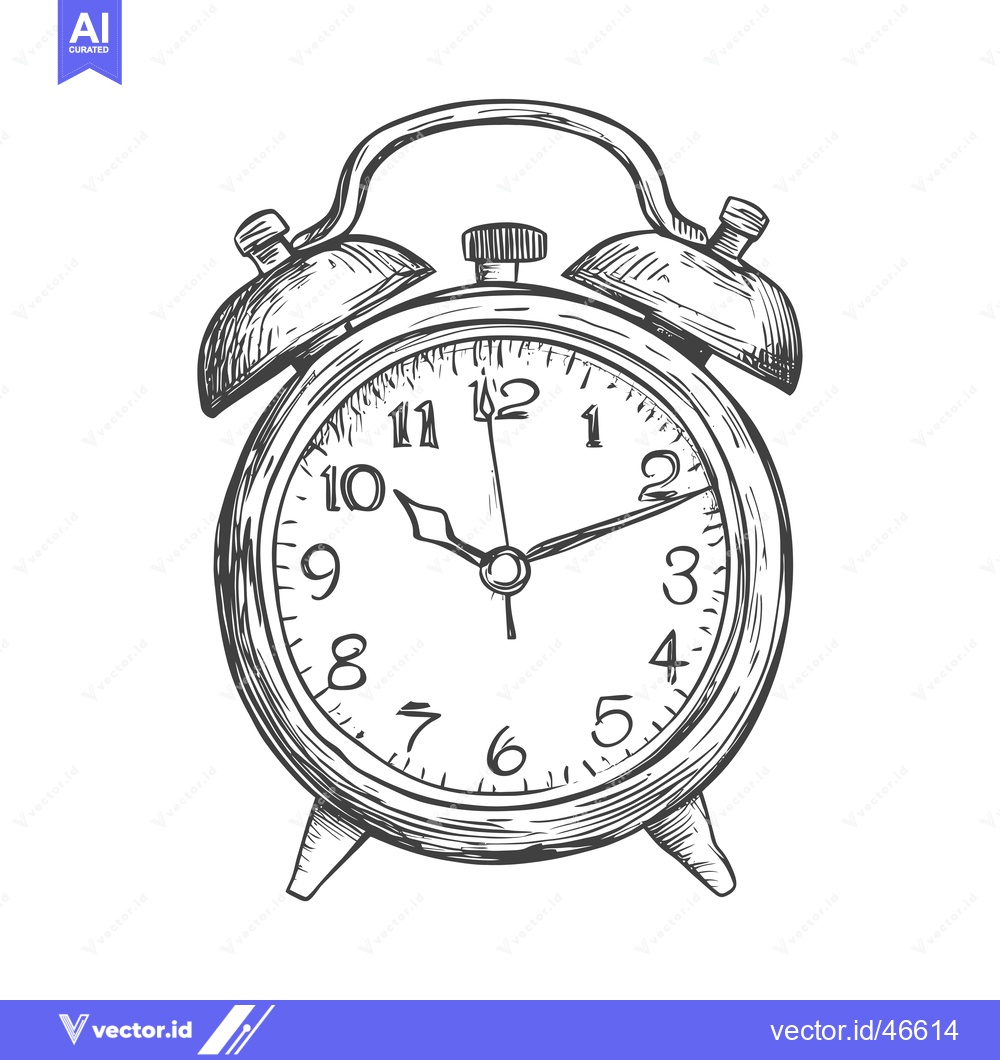 Premium Vector of Hand-drawn Sketch of a Classic Alarm Clock
