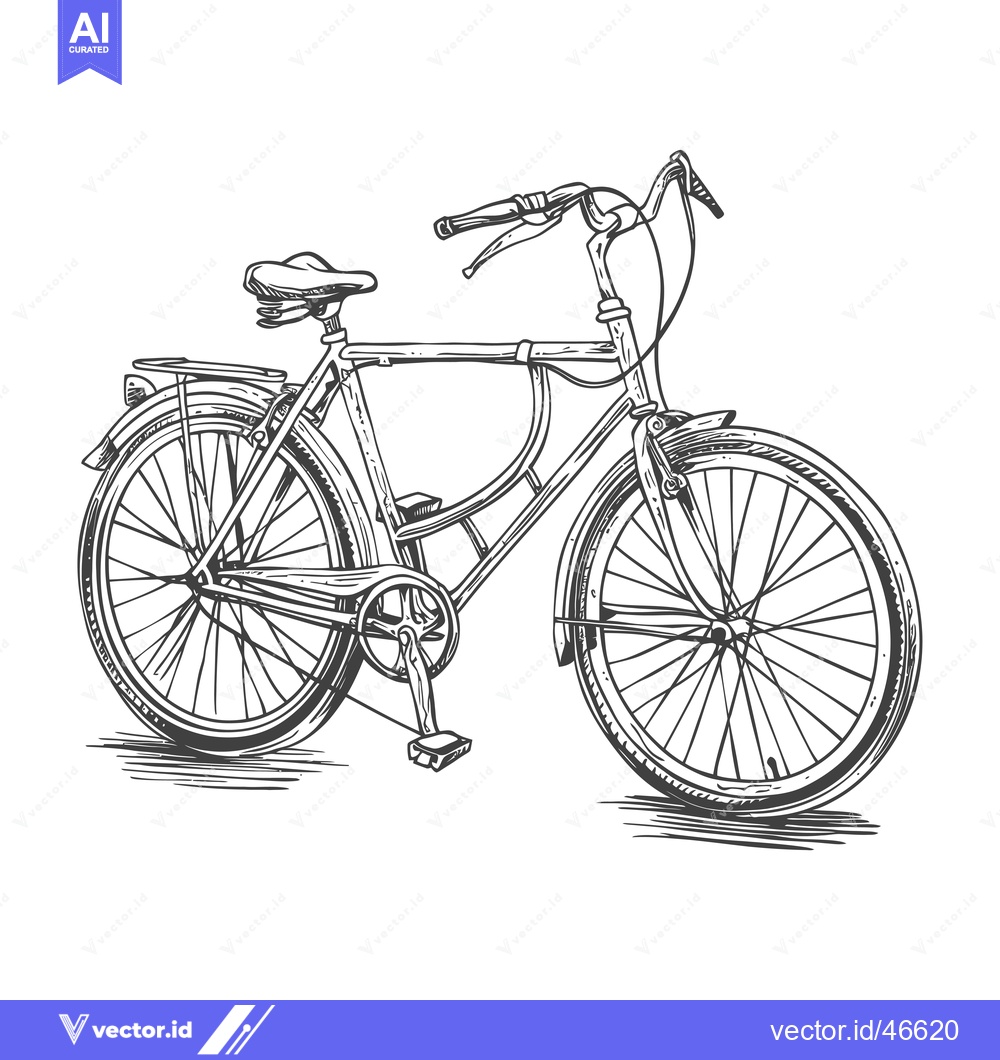 Premium Vector of Hand-drawn Sketch of a Classic Bicycle with Spoked Wheels