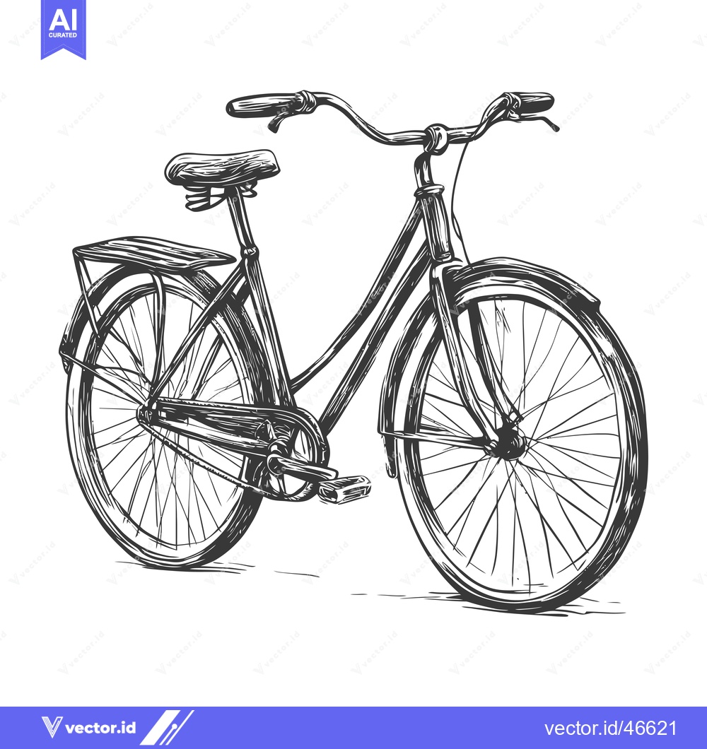 Premium Vector dari Hand-drawn Sketch of a Classic Bicycle with Spoked Wheels