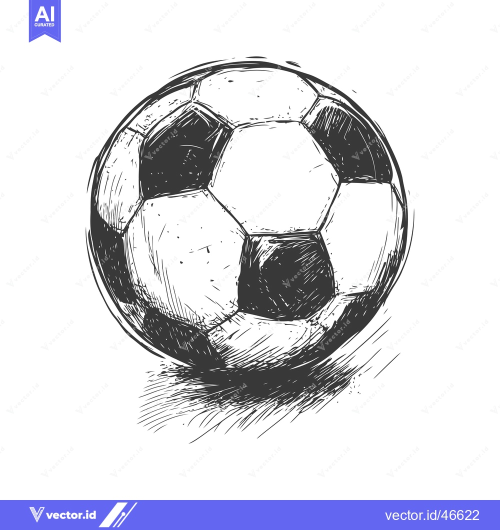Premium Vector dari Hand-Drawn Sketch of a Classic Black and White Soccer Ball