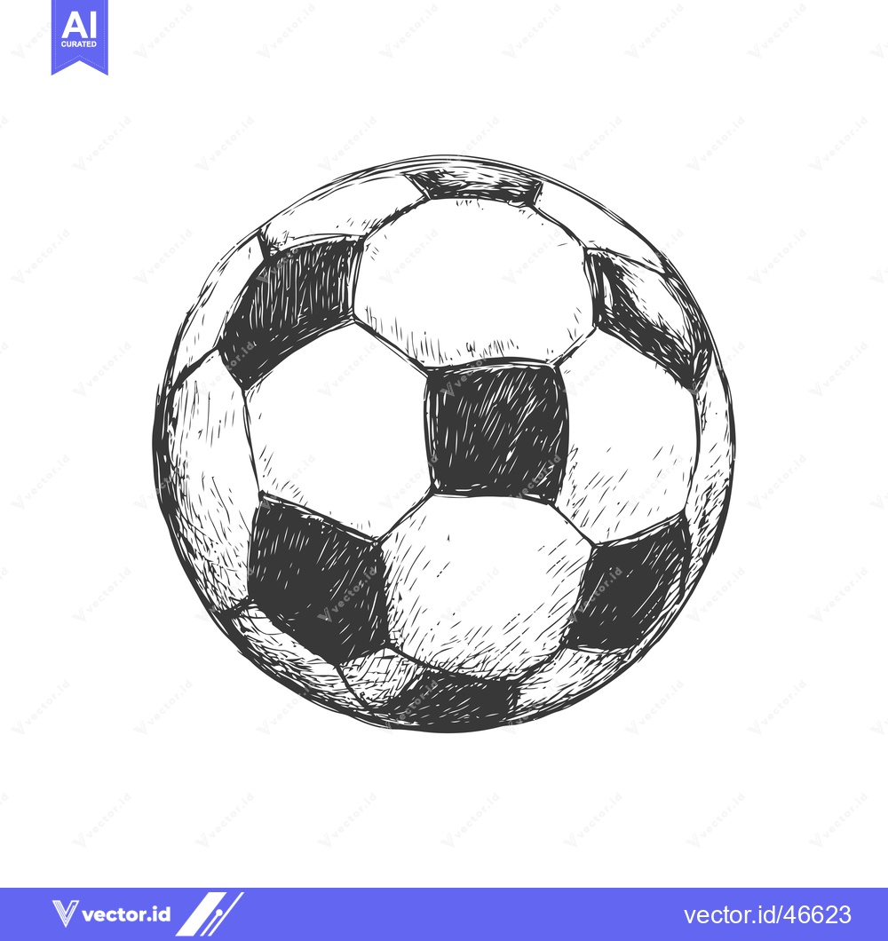 Premium Vector of Hand-Drawn Sketch of a Classic Black and White Soccer Ball