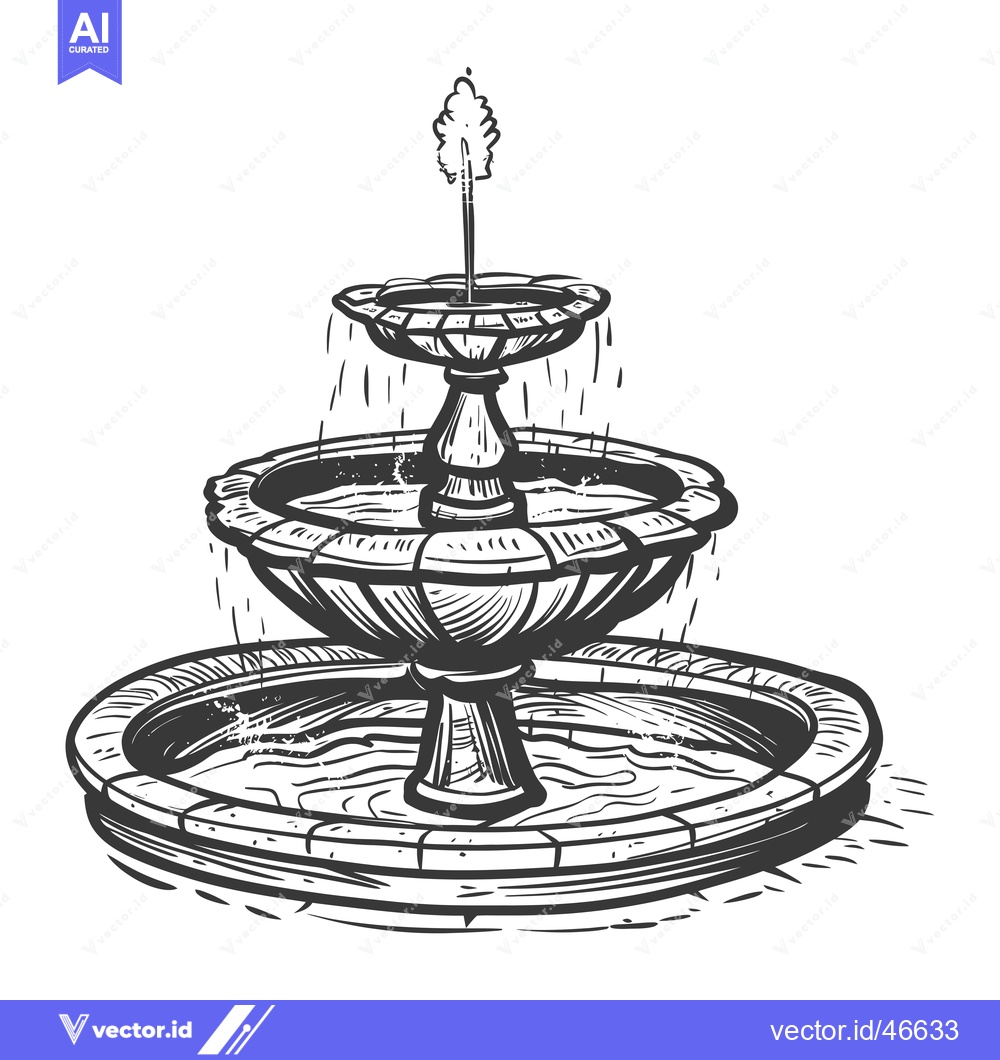 Premium Vector dari Hand-Drawn Sketch of a Classic Stone Fountain