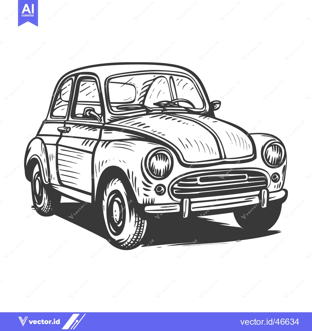 Premium Vector of Hand-Drawn Sketch of a Classic Vintage Car