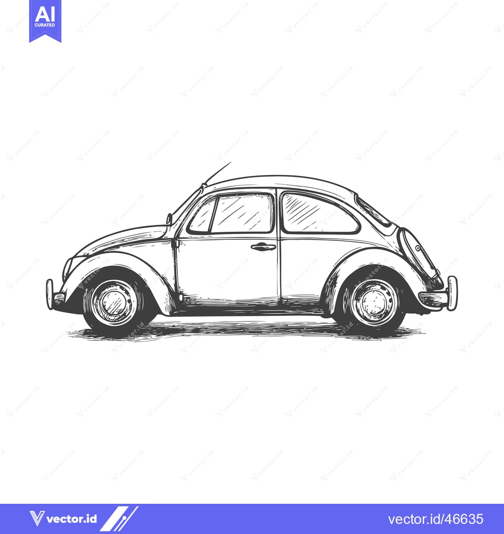 Premium Vector dari Hand-drawn sketch of a classic vintage car