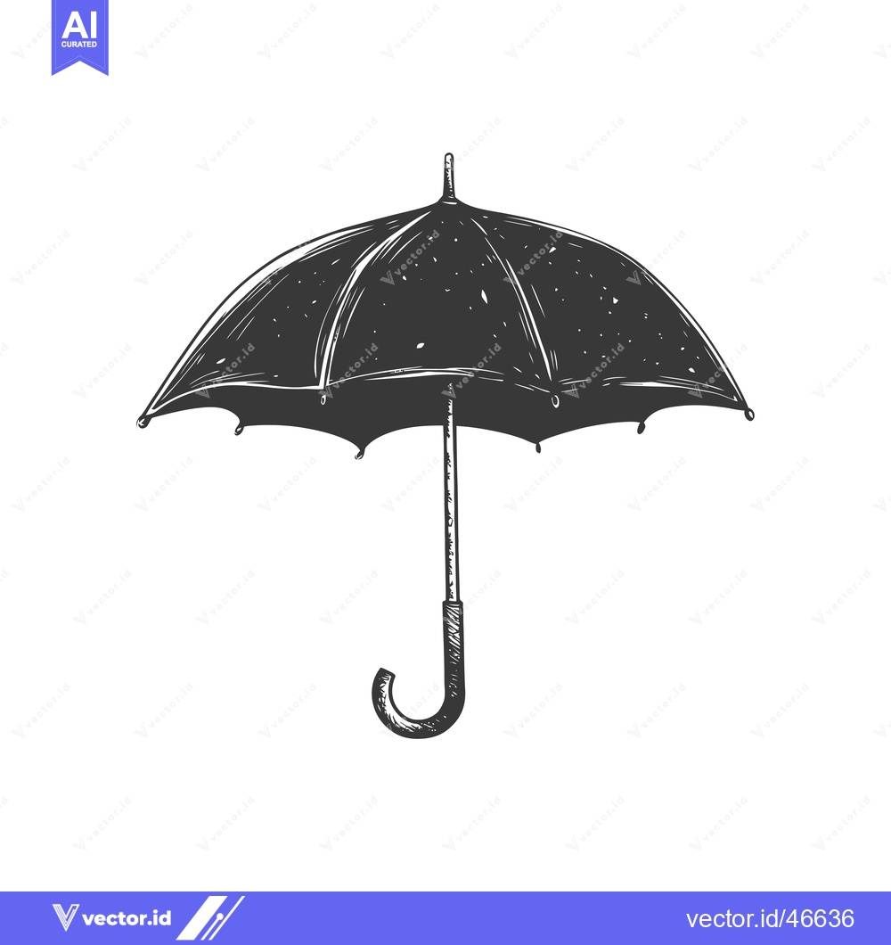 Premium Vector of Hand-drawn sketch of a closed black umbrella