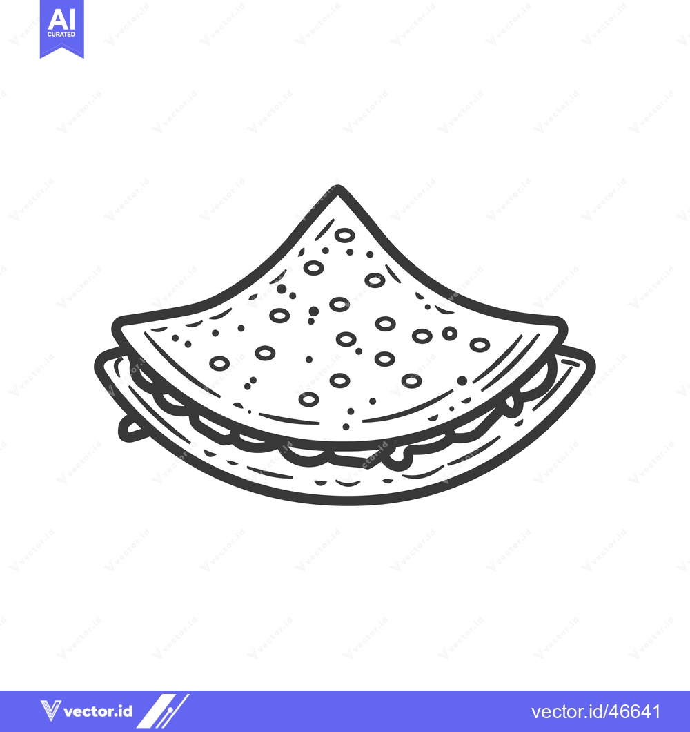 Premium Vector dari Hand-drawn sketch of a closed quesadilla with filling