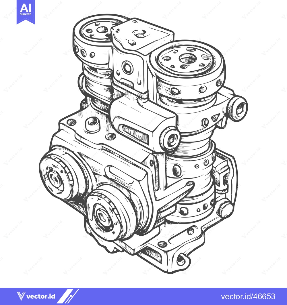 Premium Vector dari Hand-Drawn Sketch of a Complex Mechanical Engine Component