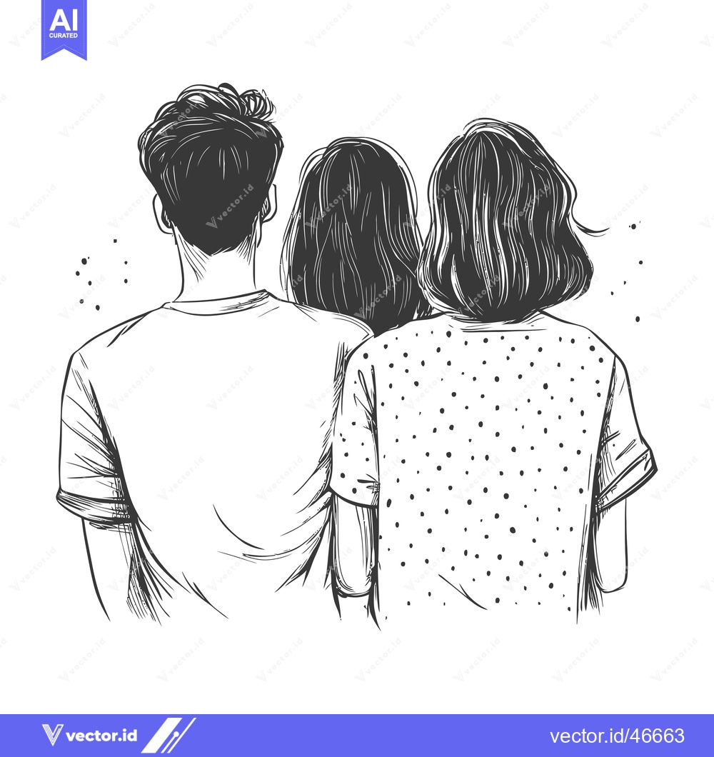 Premium Vector dari Hand-drawn sketch of a couple from behind, with the man holding a woma