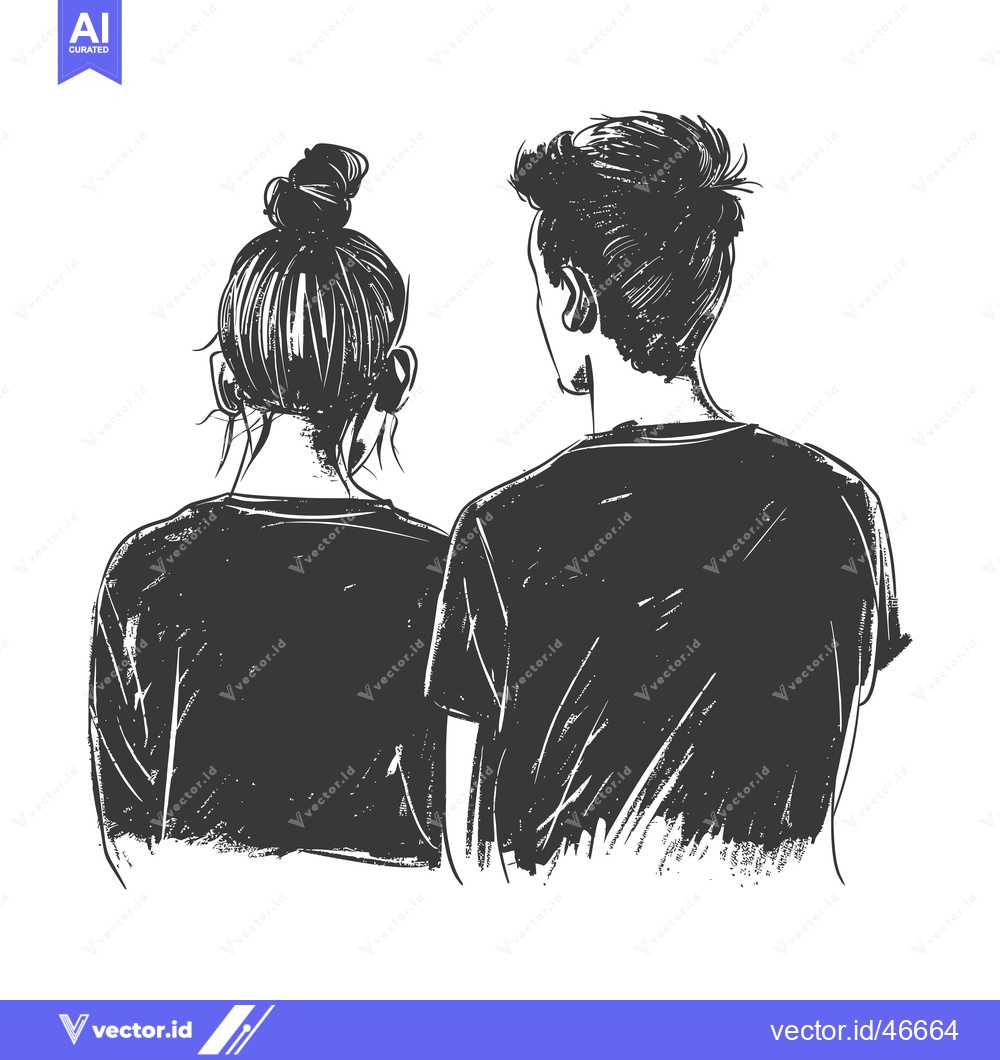 Premium Vector dari Hand-Drawn Sketch of a Couple Looking Away from the Viewer