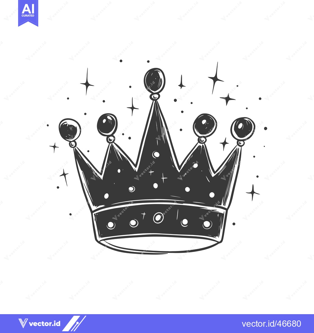 Premium Vector of Hand-Drawn Sketch of a Crown with Pearls and Stars