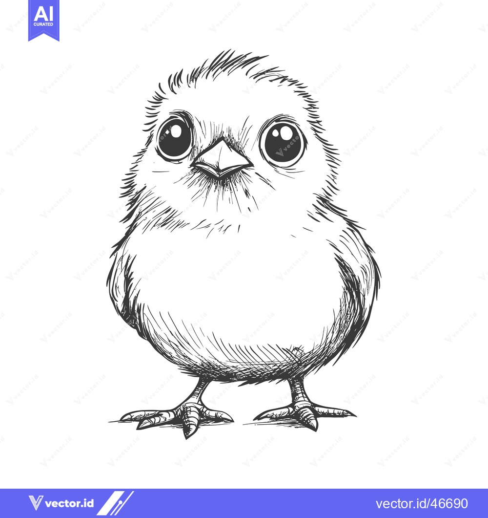 Premium Vector dari Hand-drawn sketch of a cute baby chick with large eyes