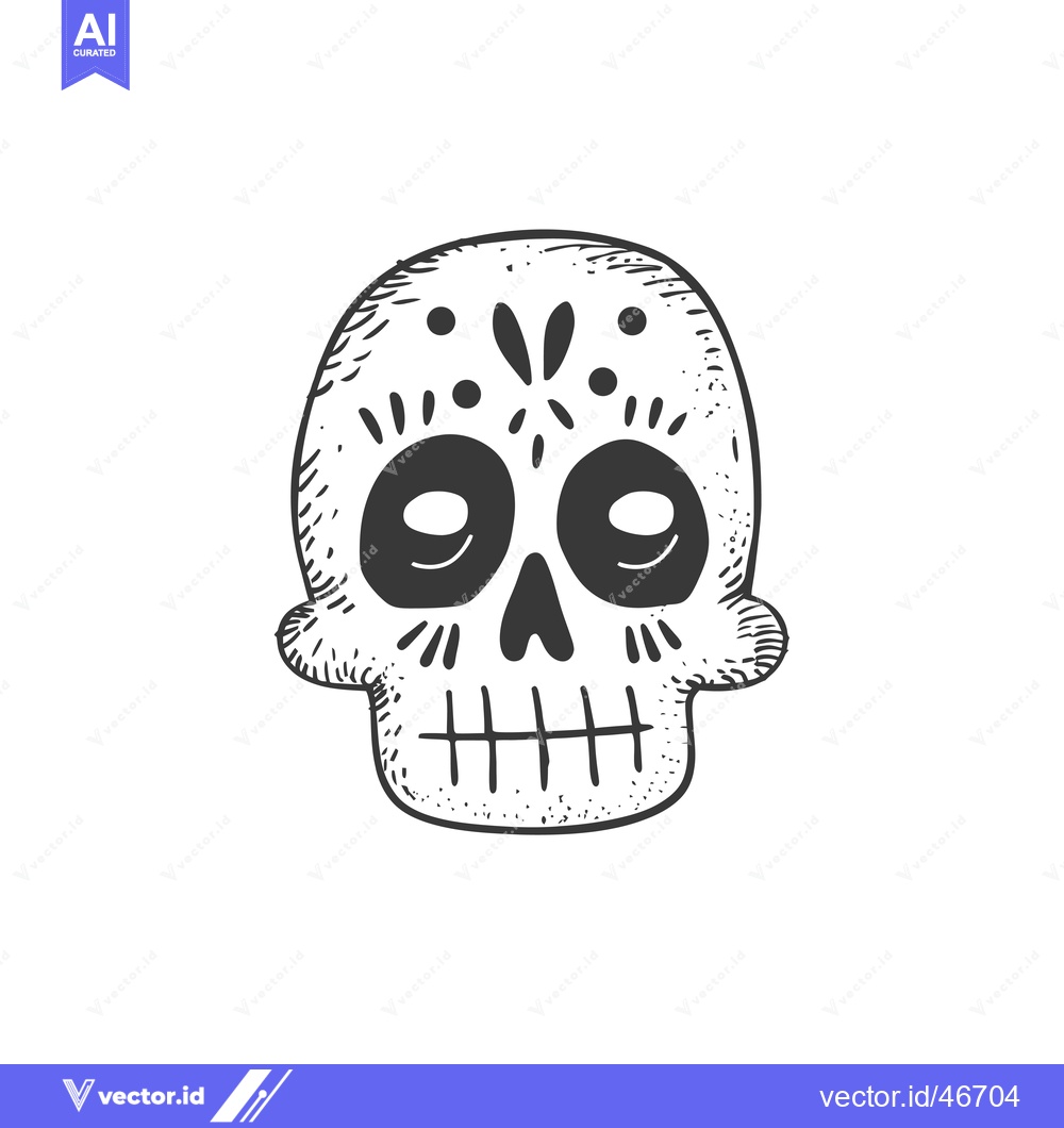 Premium Vector dari Hand-Drawn Sketch of a Decorated Sugar Skull
