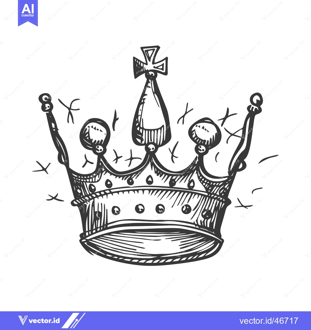 Premium Vector dari Hand-Drawn Sketch of a Detailed Crown with a Cross on Top