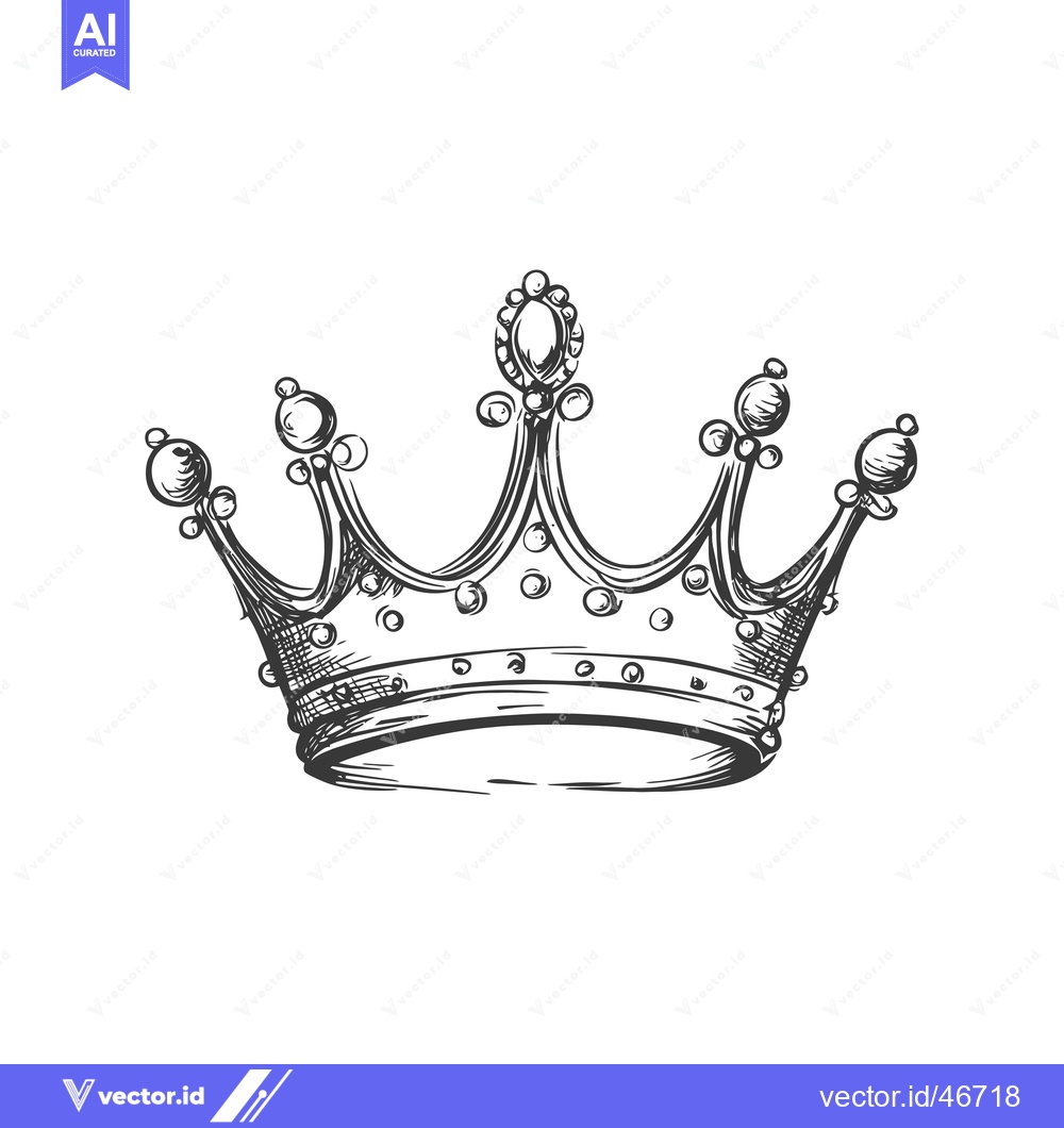 Premium Vector of Hand-drawn Sketch of a Detailed Crown with Gems